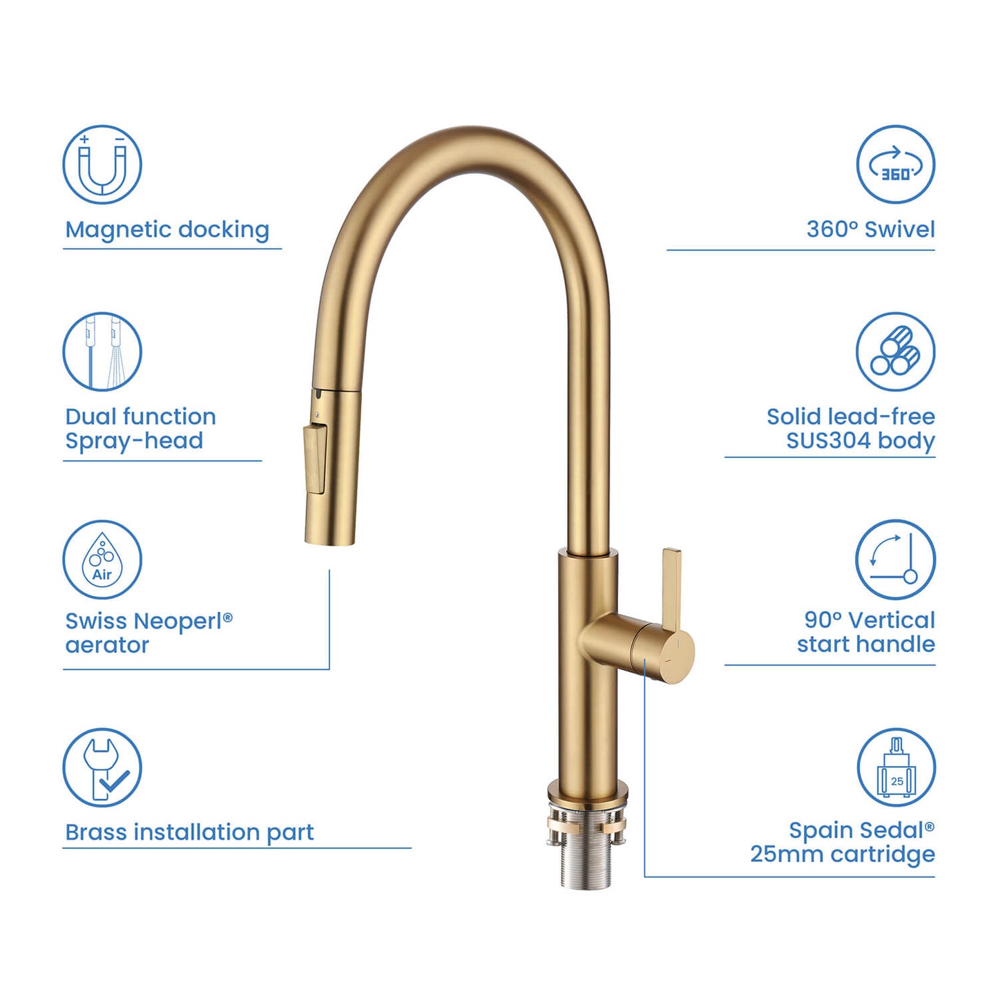Aquavit Orbit Single Handle Pull down Kitchen Faucet KF21101