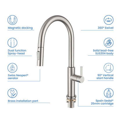 Aquavit Orbit Single Handle Pull down Kitchen Faucet KF21101