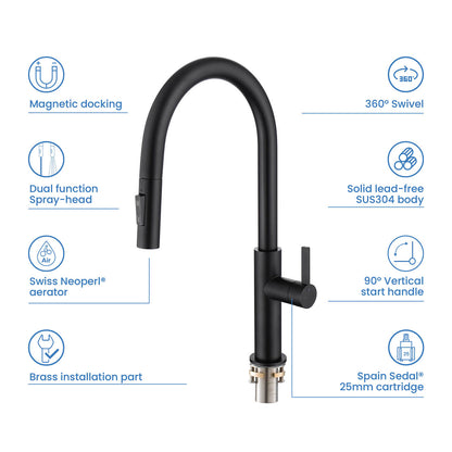 Aquavit Orbit Single Handle Pull down Kitchen Faucet KF21101