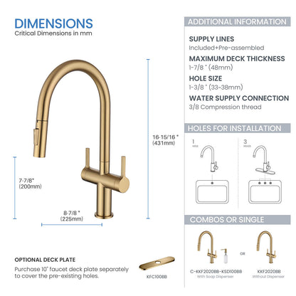 Aquavit Orbit Two Handle Pull down Kitchen Faucet KF21111