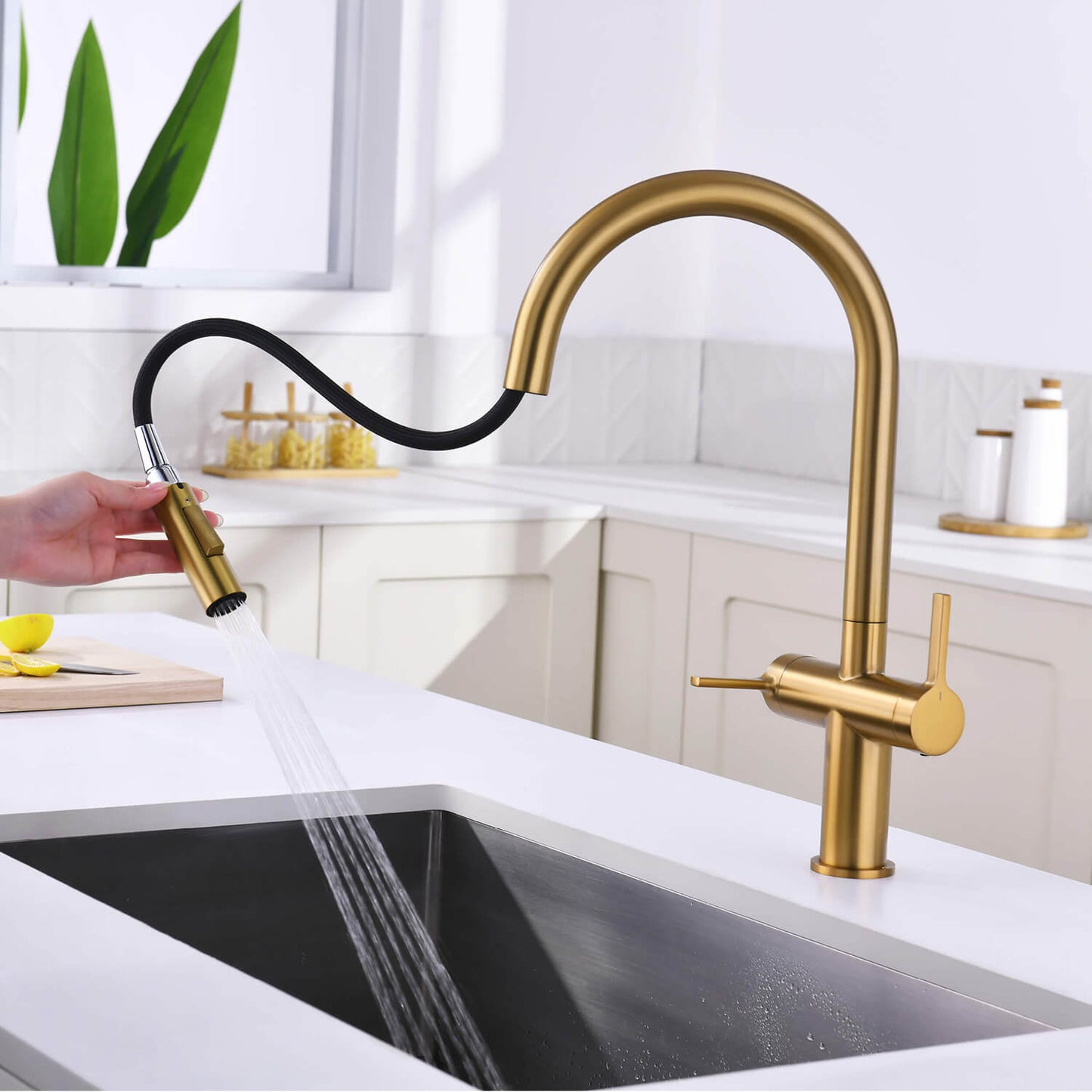 Aquavit Orbit Two Handle Pull down Kitchen Faucet KF21111