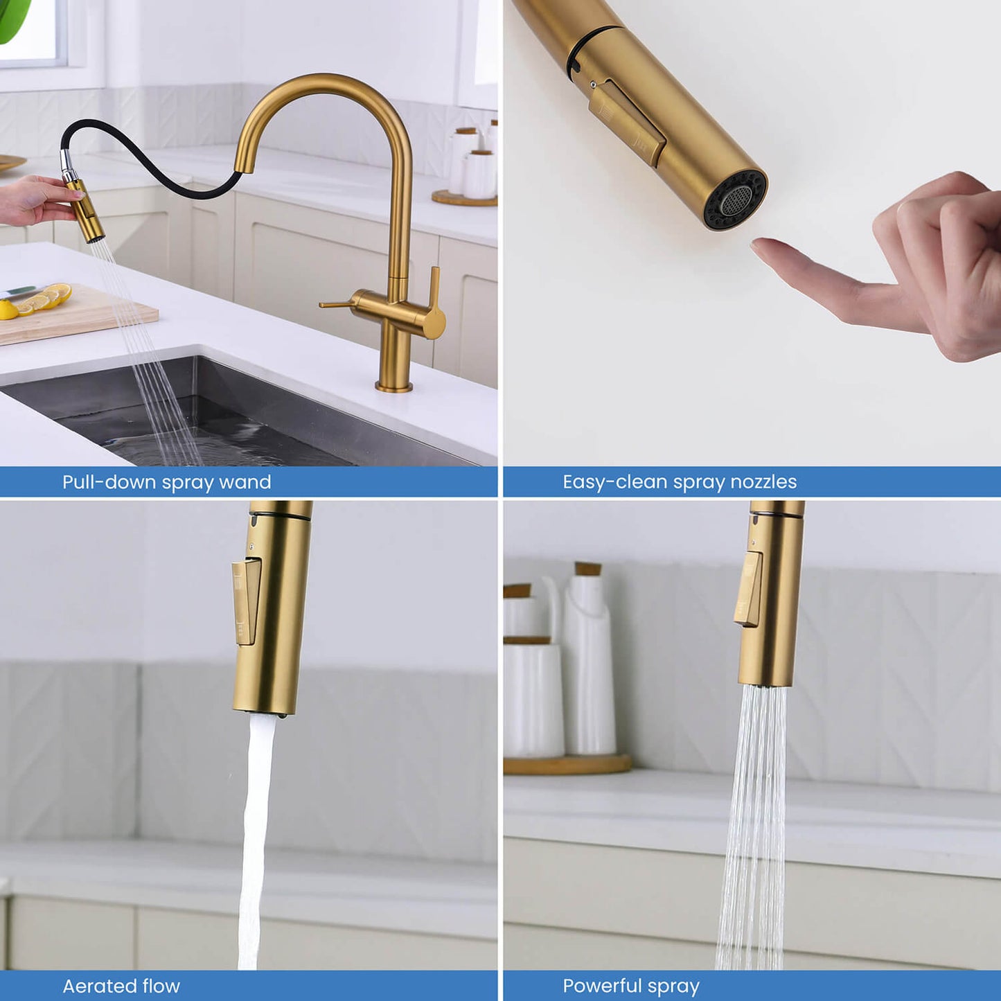 Aquavit Orbit Two Handle Pull down Kitchen Faucet KF21111