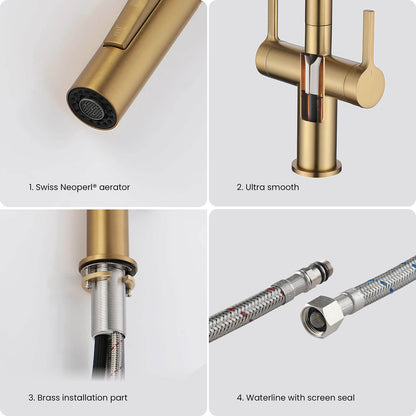 Aquavit Orbit Two Handle Pull down Kitchen Faucet KF21111