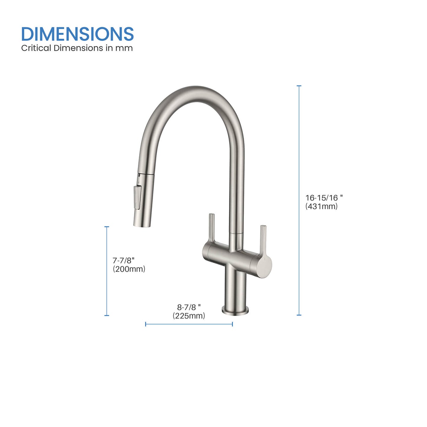 Aquavit Orbit Two Handle Pull down Kitchen Faucet KF21111