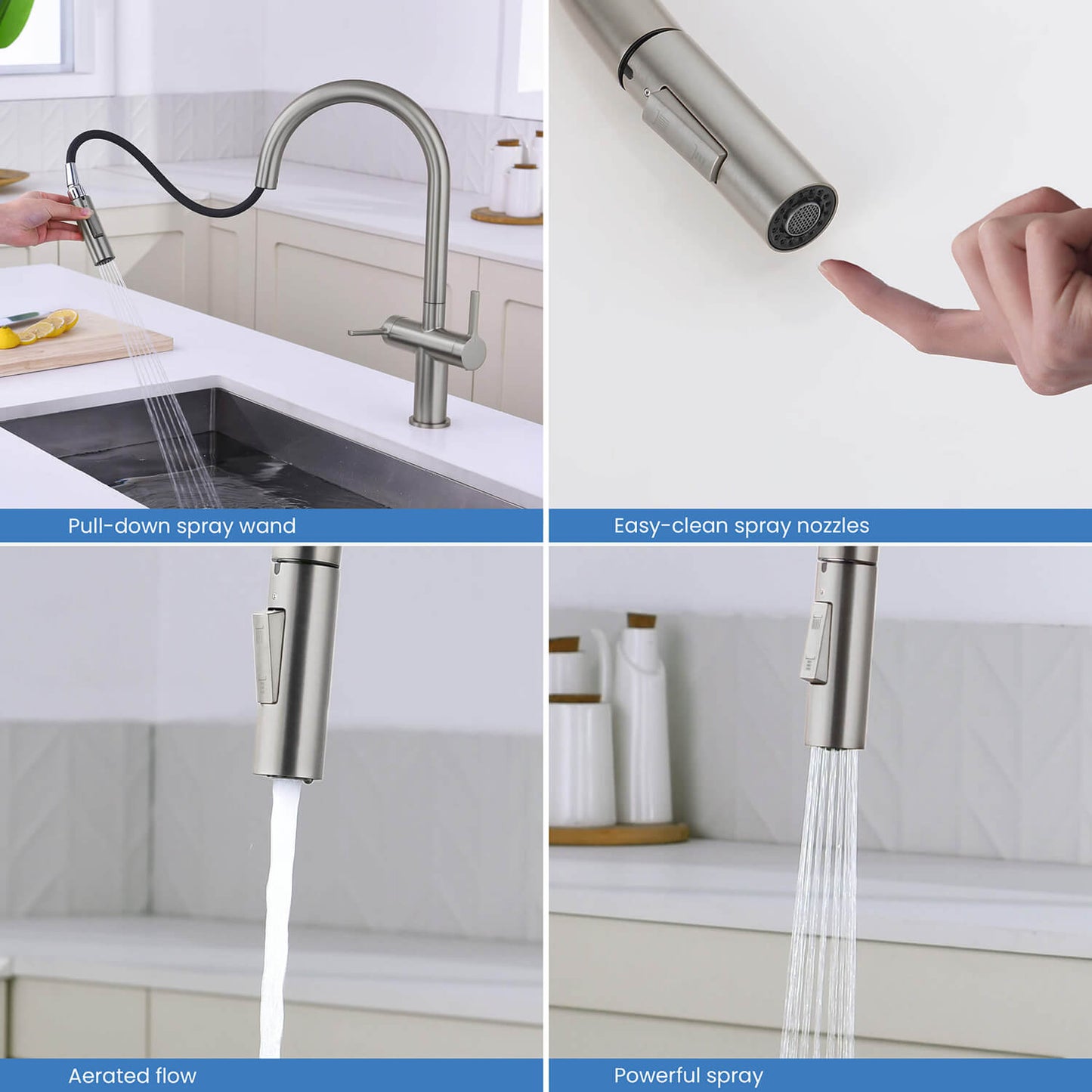 Aquavit Orbit Two Handle Pull down Kitchen Faucet KF21111