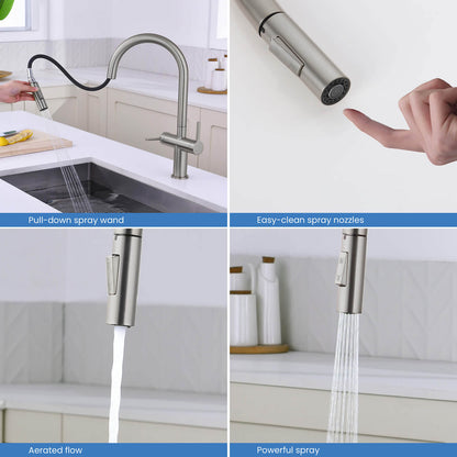 Aquavit Orbit Two Handle Pull down Kitchen Faucet KF21111
