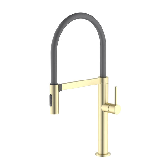 Aquavit Orbit Single Handle Pull-Out Kitchen Faucet with Black Rubber Hose KF21301