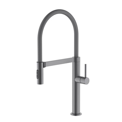 Aquavit Orbit Single Handle Pull-Out Kitchen Faucet with Black Rubber Hose KF21301