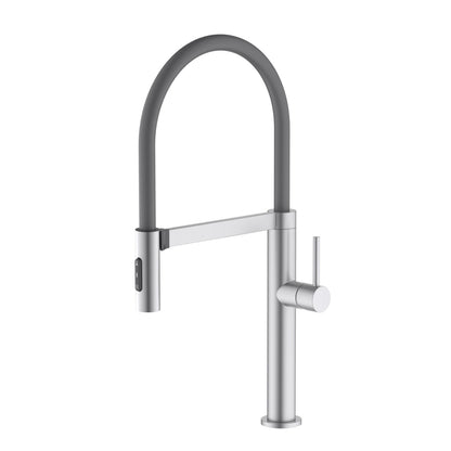 Aquavit Orbit Single Handle Pull-Out Kitchen Faucet with Black Rubber Hose KF21301