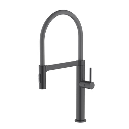 Aquavit Orbit Single Handle Pull-Out Kitchen Faucet with Black Rubber Hose KF21301