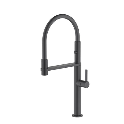 Aquavit Orbit Single Handle Pull-Out Kitchen Faucet with Black Rubber Hose KF21302