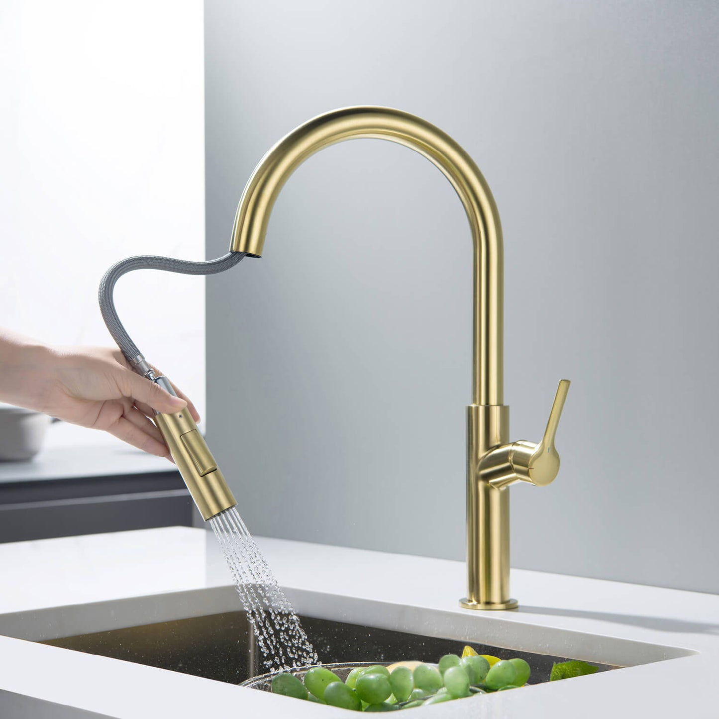 Aquavit Single Handle Pull-Down Kitchen Faucet with Dual-Function Spray Head KF22102