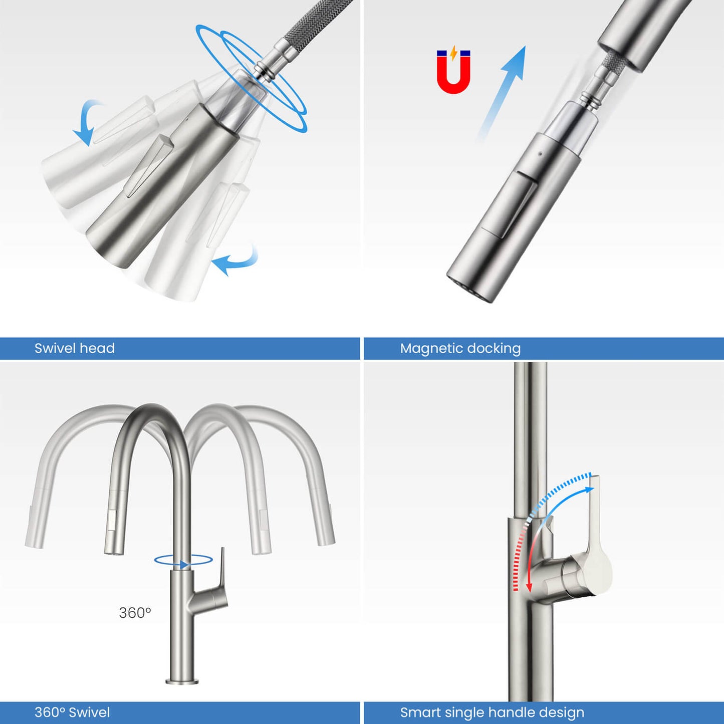 Aquavit Single Handle Pull-Down Kitchen Faucet with Dual-Function Spray Head KF22102