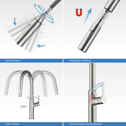 Aquavit Single Handle Pull-Down Kitchen Faucet with Dual-Function Spray Head KF22102
