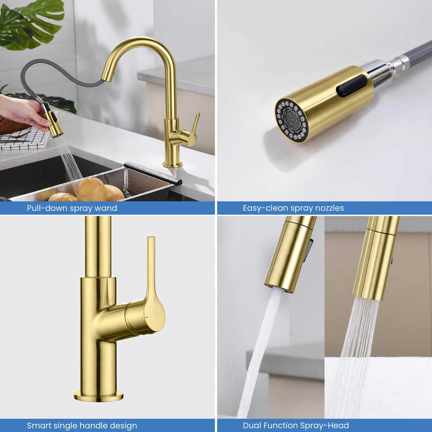 Aquavit Tilt Single handle Pull down Kitchen Faucet KF22111