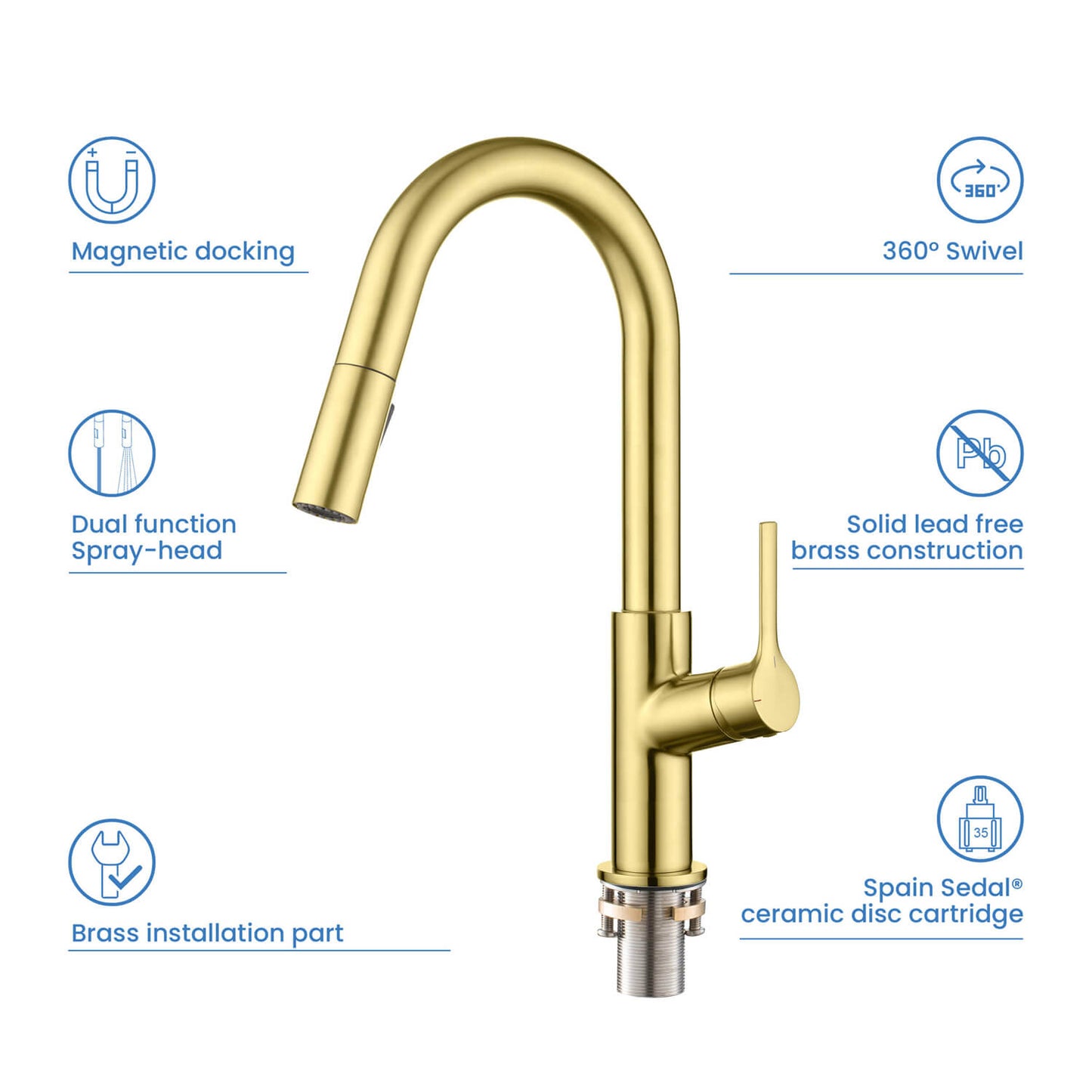 Aquavit Tilt Single handle Pull down Kitchen Faucet KF22111