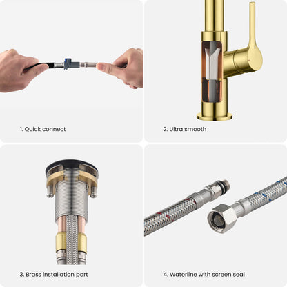Aquavit Tilt Single handle Pull down Kitchen Faucet KF22111