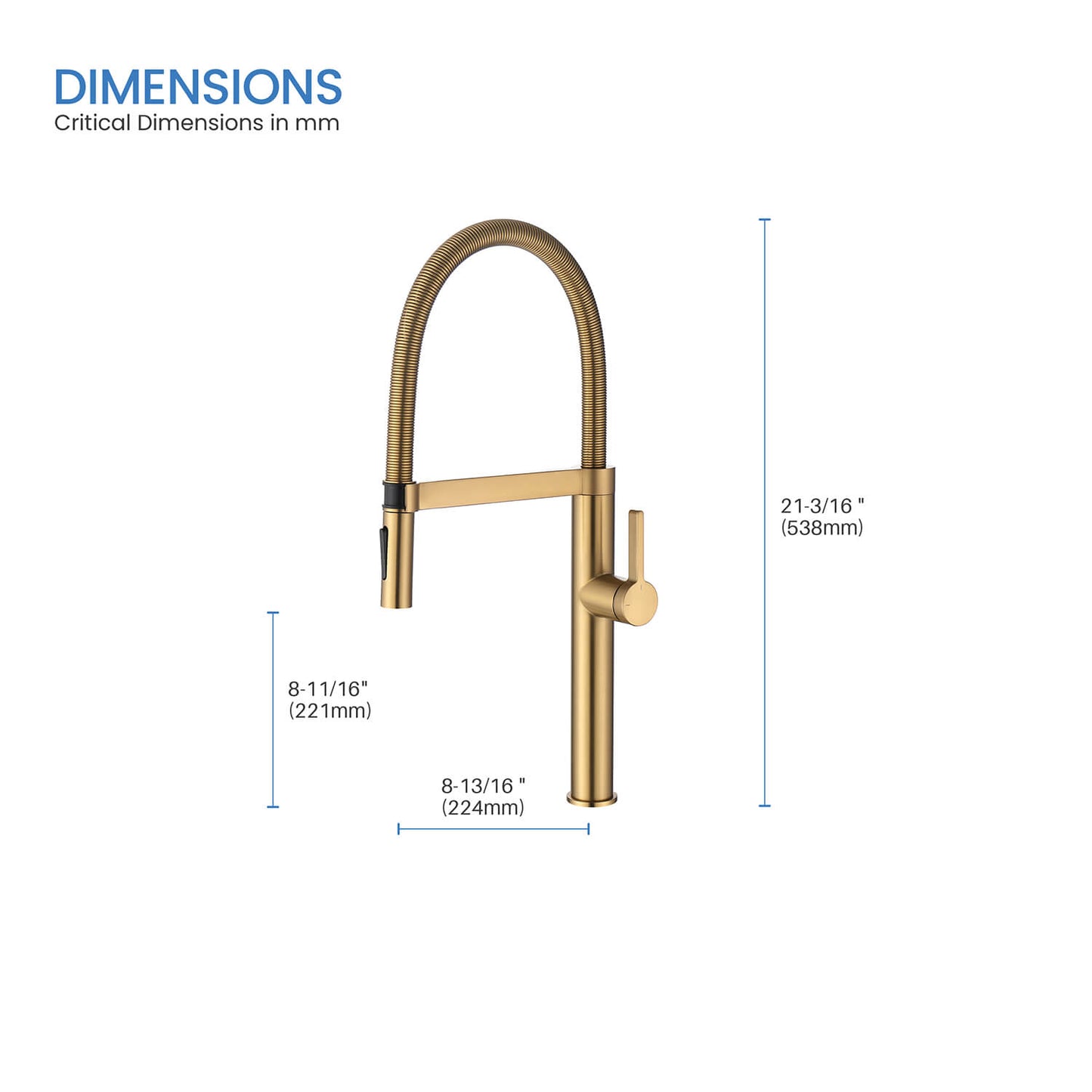 Aquavit Verte Single handle kitchen faucet with Pull out spring KF23201