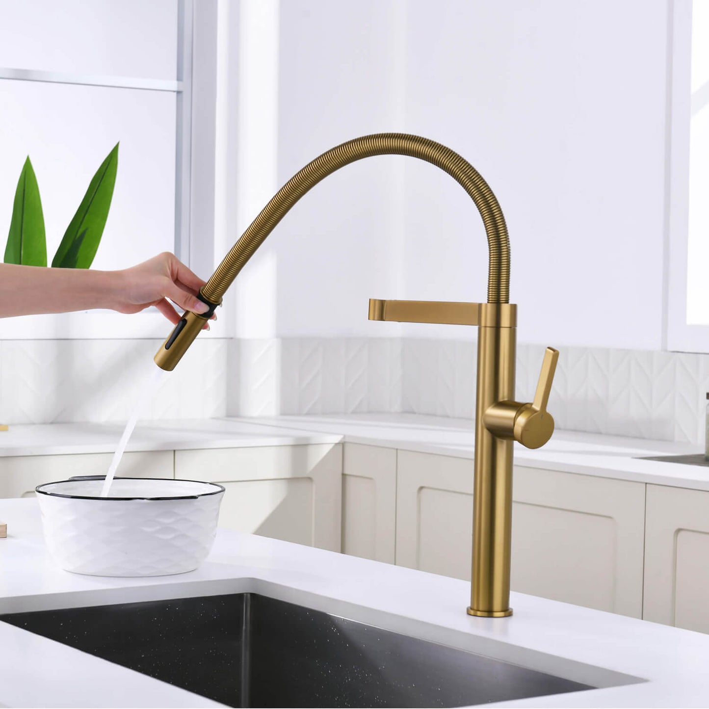 Aquavit Verte Single handle kitchen faucet with Pull out spring KF23201