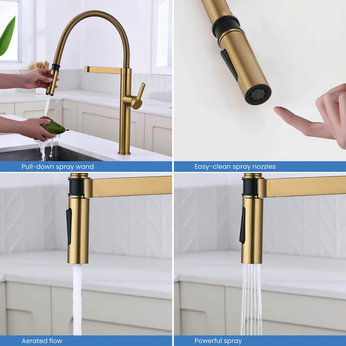 Aquavit Verte Single handle kitchen faucet with Pull out spring KF23201
