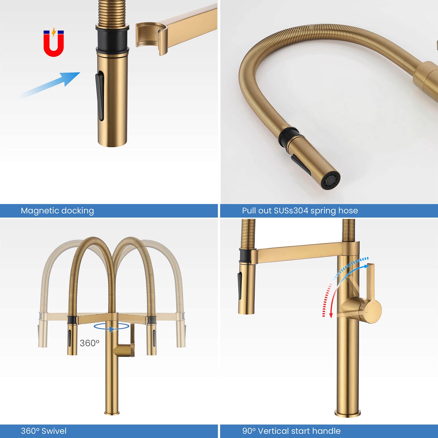 Aquavit Verte Single handle kitchen faucet with Pull out spring KF23201