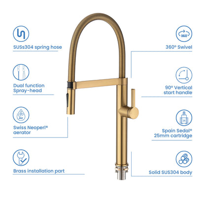 Aquavit Verte Single handle kitchen faucet with Pull out spring KF23201