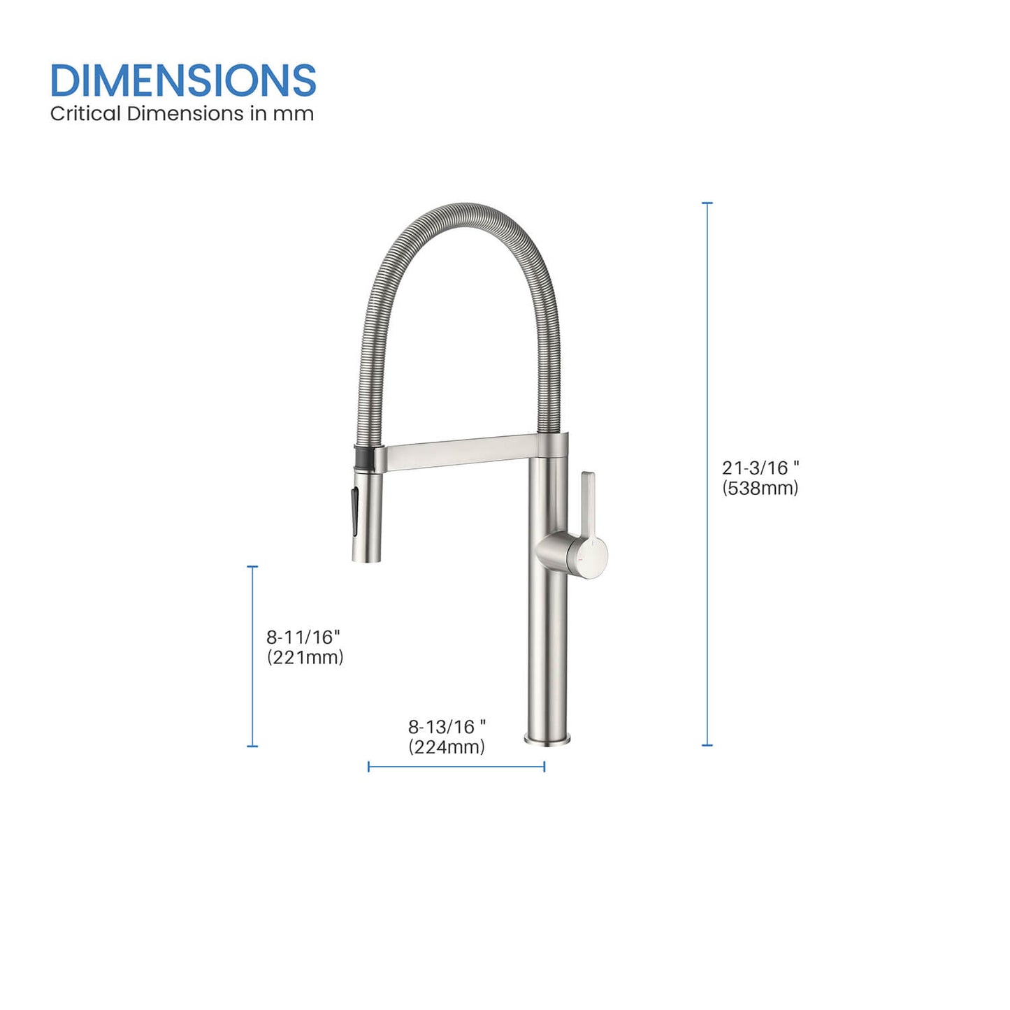 Aquavit Verte Single handle kitchen faucet with Pull out spring KF23201
