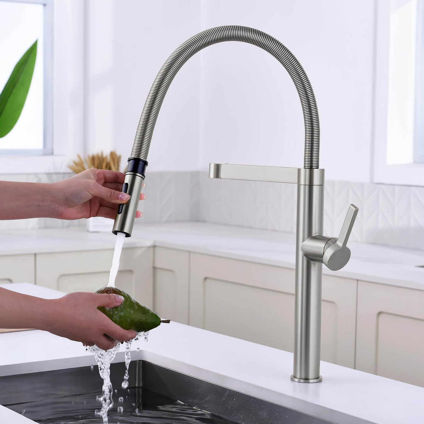 Aquavit Verte Single handle kitchen faucet with Pull out spring KF23201