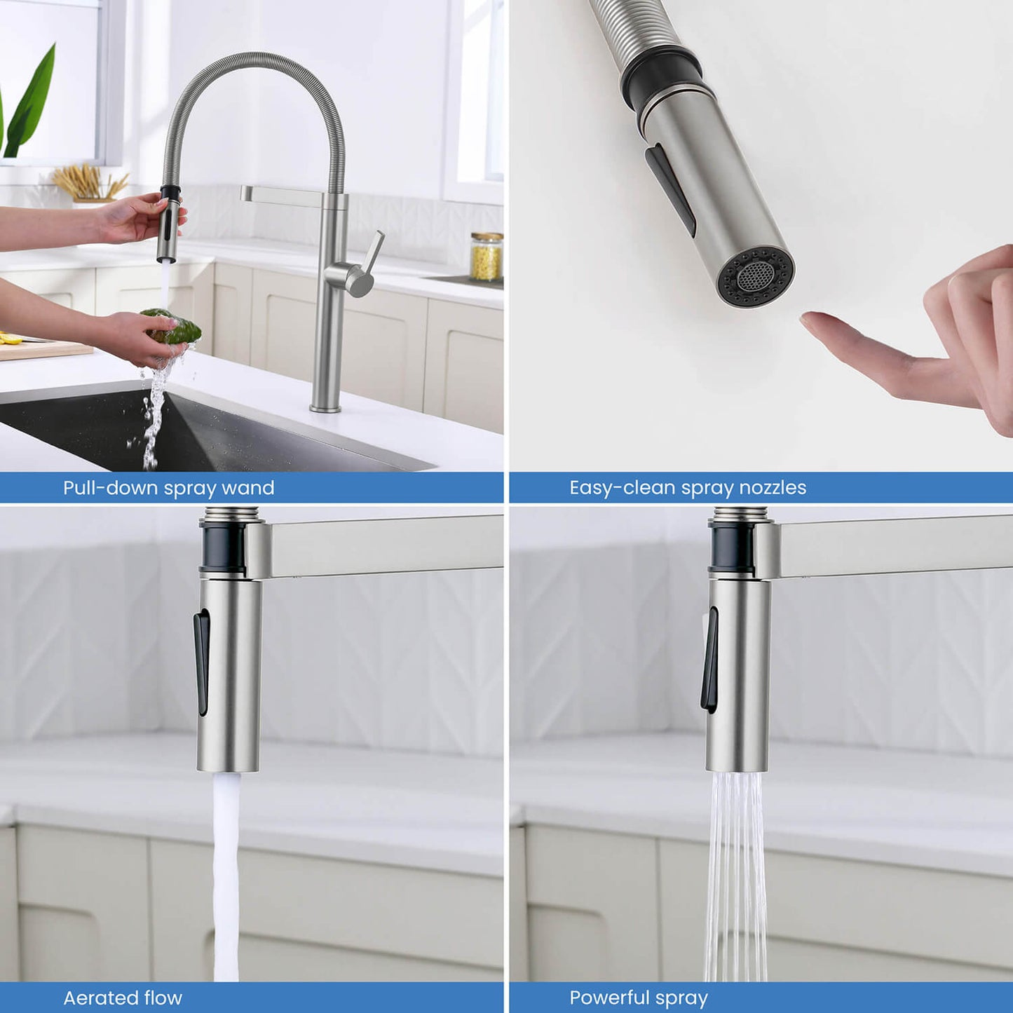 Aquavit Verte Single handle kitchen faucet with Pull out spring KF23201