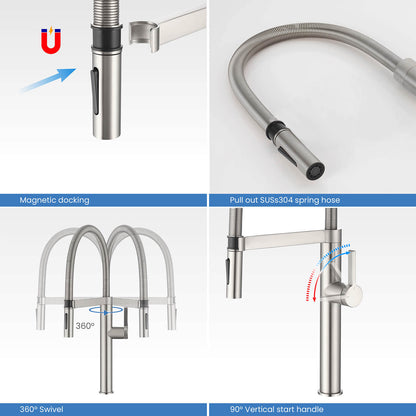Aquavit Verte Single handle kitchen faucet with Pull out spring KF23201