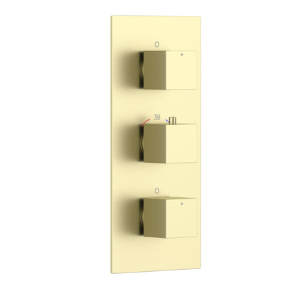 3-Control Thermostatic Shower Valve Trim Kit with SUS304 Plate and Brass Handles PH0853X01