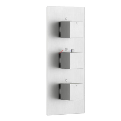 3-Control Thermostatic Shower Valve Trim Kit with SUS304 Plate and Brass Handles PH0853X01
