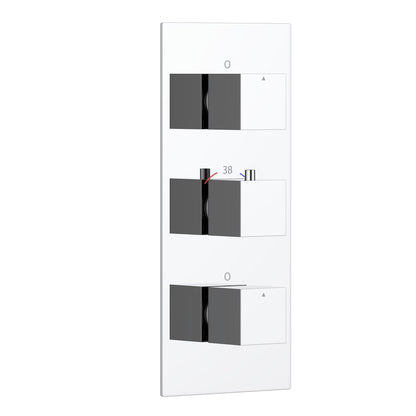 3-Control Thermostatic Shower Valve Trim Kit with SUS304 Plate and Brass Handles PH0853X01