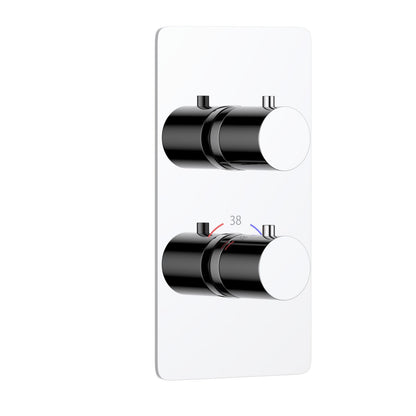 Thermostatic shower trim with round brass handles
