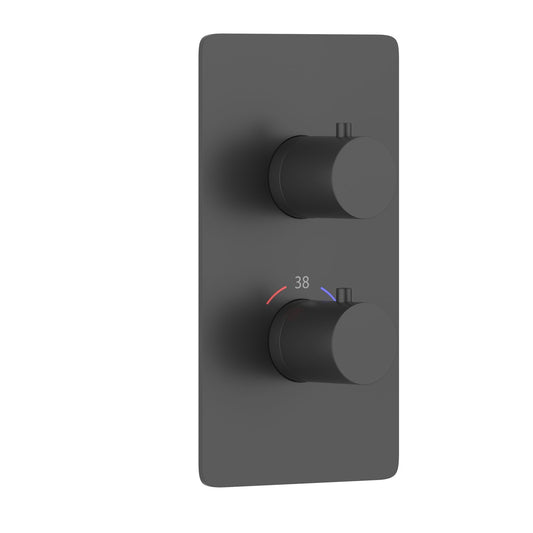 Aquavit matte black two-control 1- to 3-function thermostatic shower valve trim kit PH0952X03