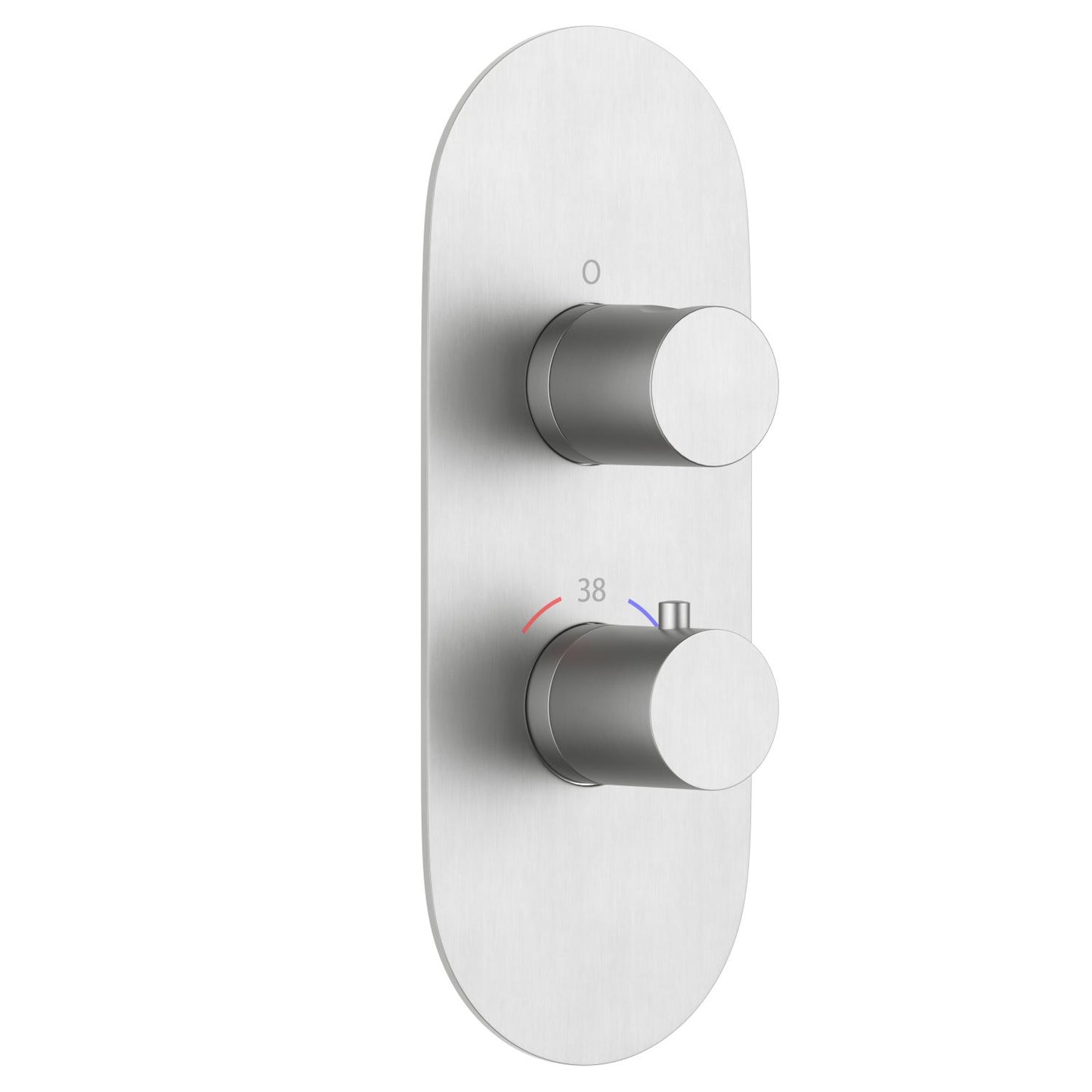 2-Control Thermostatic Shower Valve Trim Kit with Oval SUS304 Plate and Round Brass Handles PH0952X04