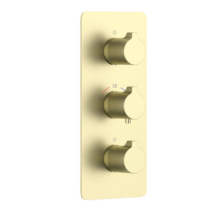 3-Control Thermostatic Shower Valve Trim Kit with Round Brass Handles PH0953X01
