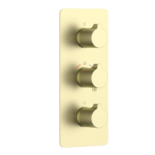 3-Control Thermostatic Shower Valve Trim Kit with Round Brass Handles PH0953X01