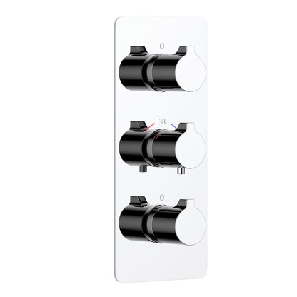 3-Control Thermostatic Shower Valve Trim Kit with Round Brass Handles PH0953X01