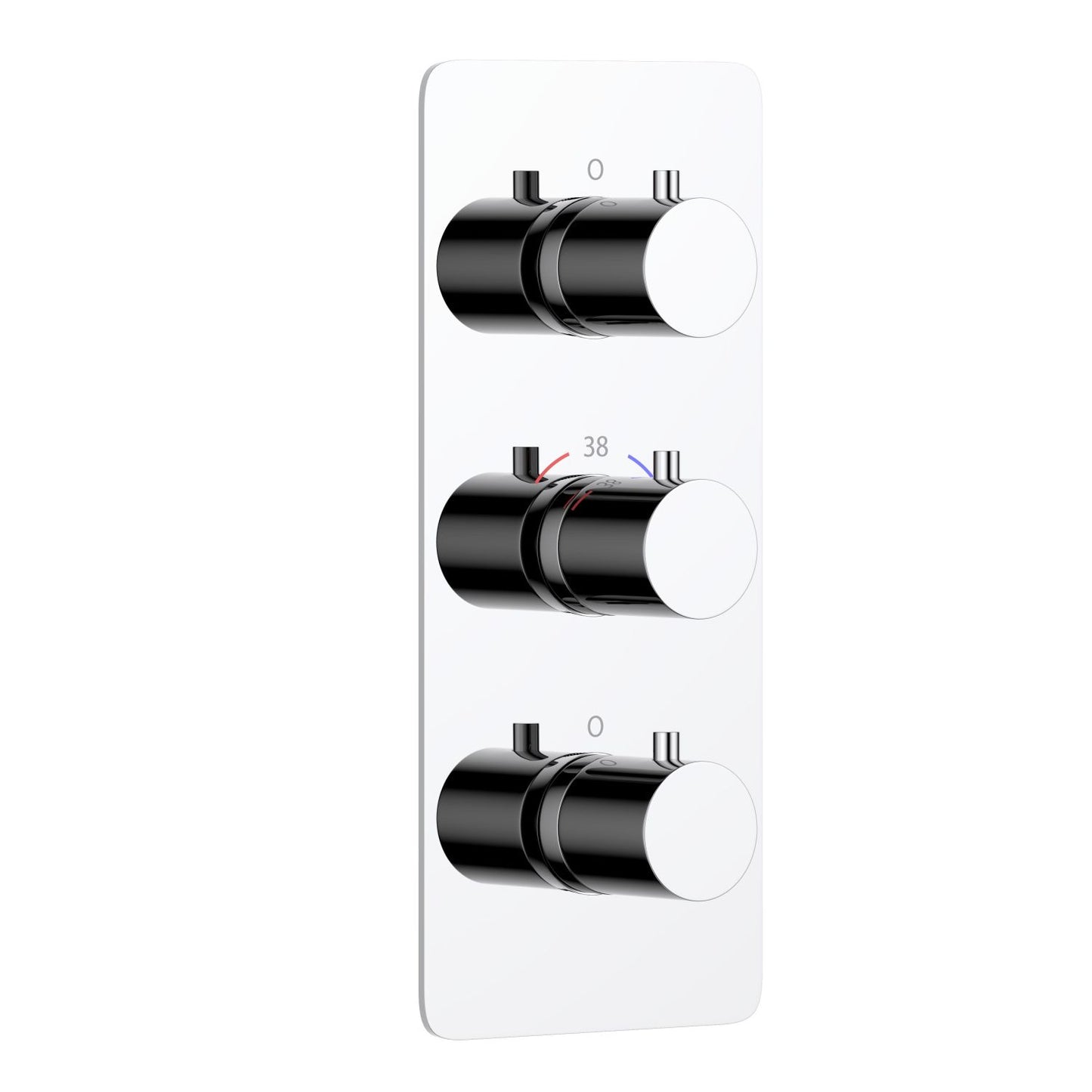Thermostatic shower trim with three round brass handles