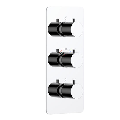 Thermostatic shower trim with three round brass handles