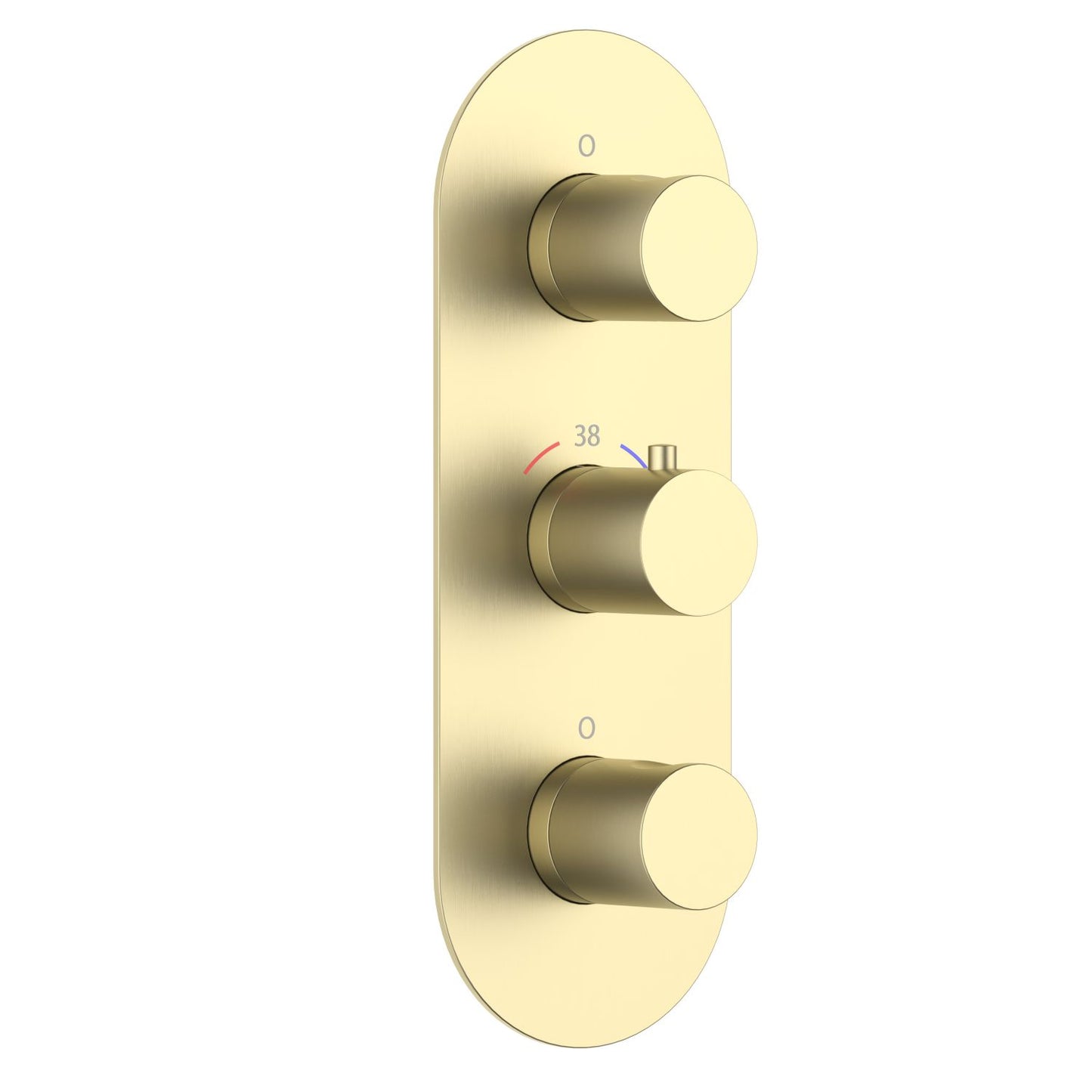 3-Control Thermostatic Shower Valve Trim Kit with Oval Plate and Round Brass Handles PH0953X04