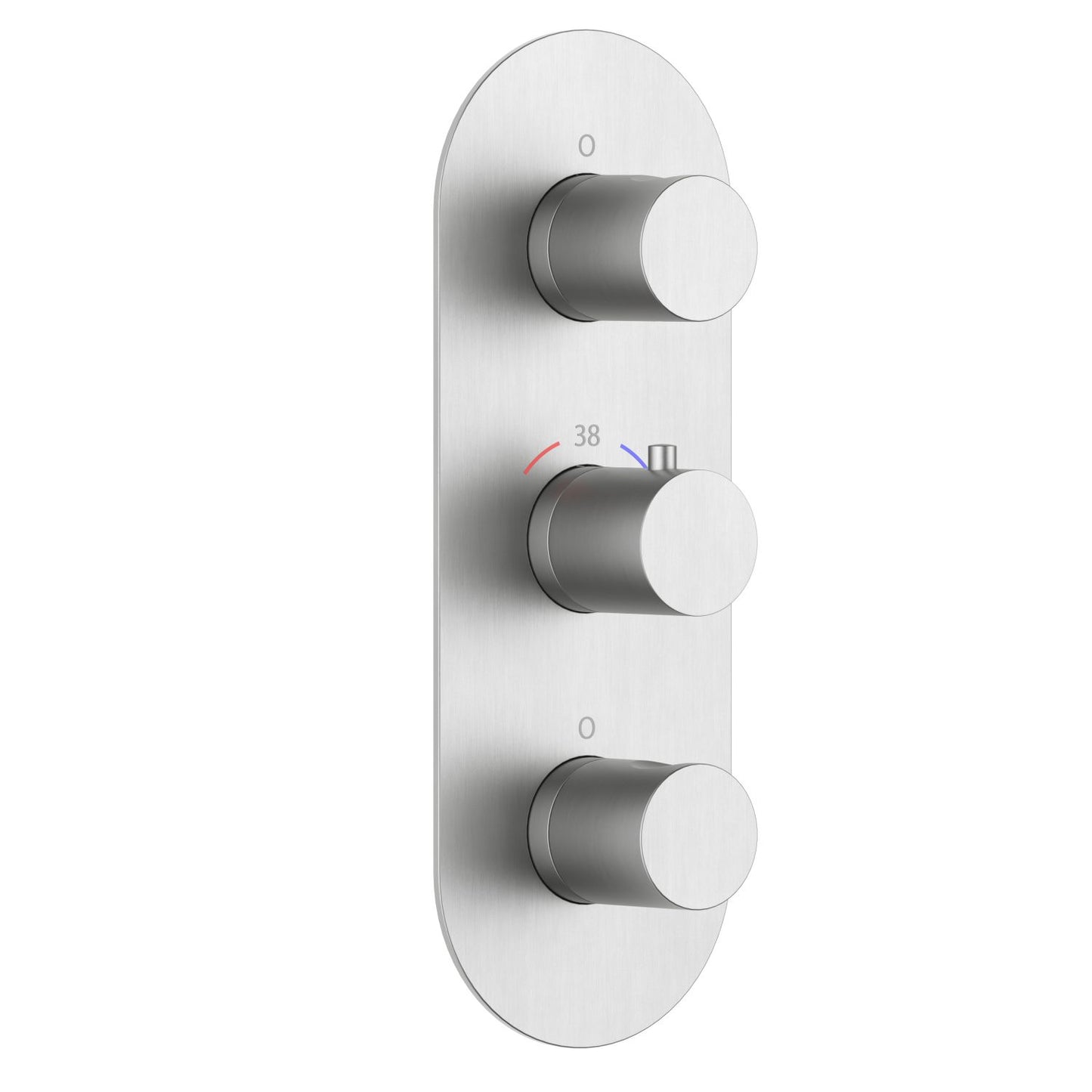 3-Control Thermostatic Shower Valve Trim Kit with Oval Plate and Round Brass Handles PH0953X04