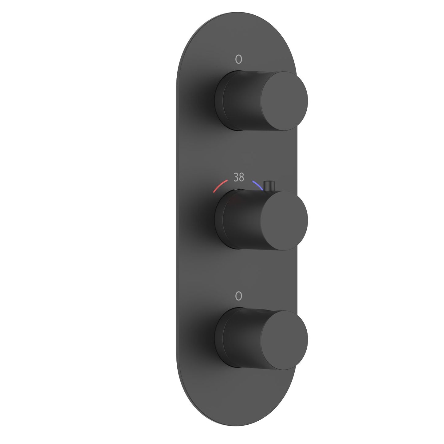 3-Control Thermostatic Shower Valve Trim Kit with Oval Plate and Round Brass Handles PH0953X04