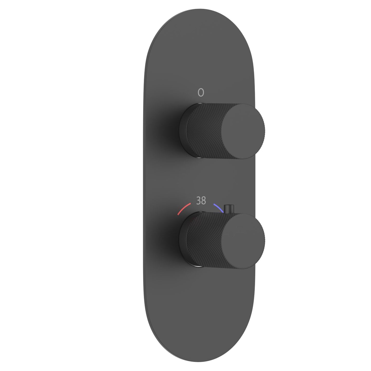 Two-handle oval thermostatic shower valve trim