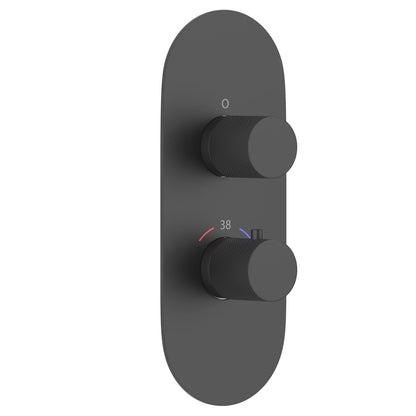Two-handle oval thermostatic shower valve trim