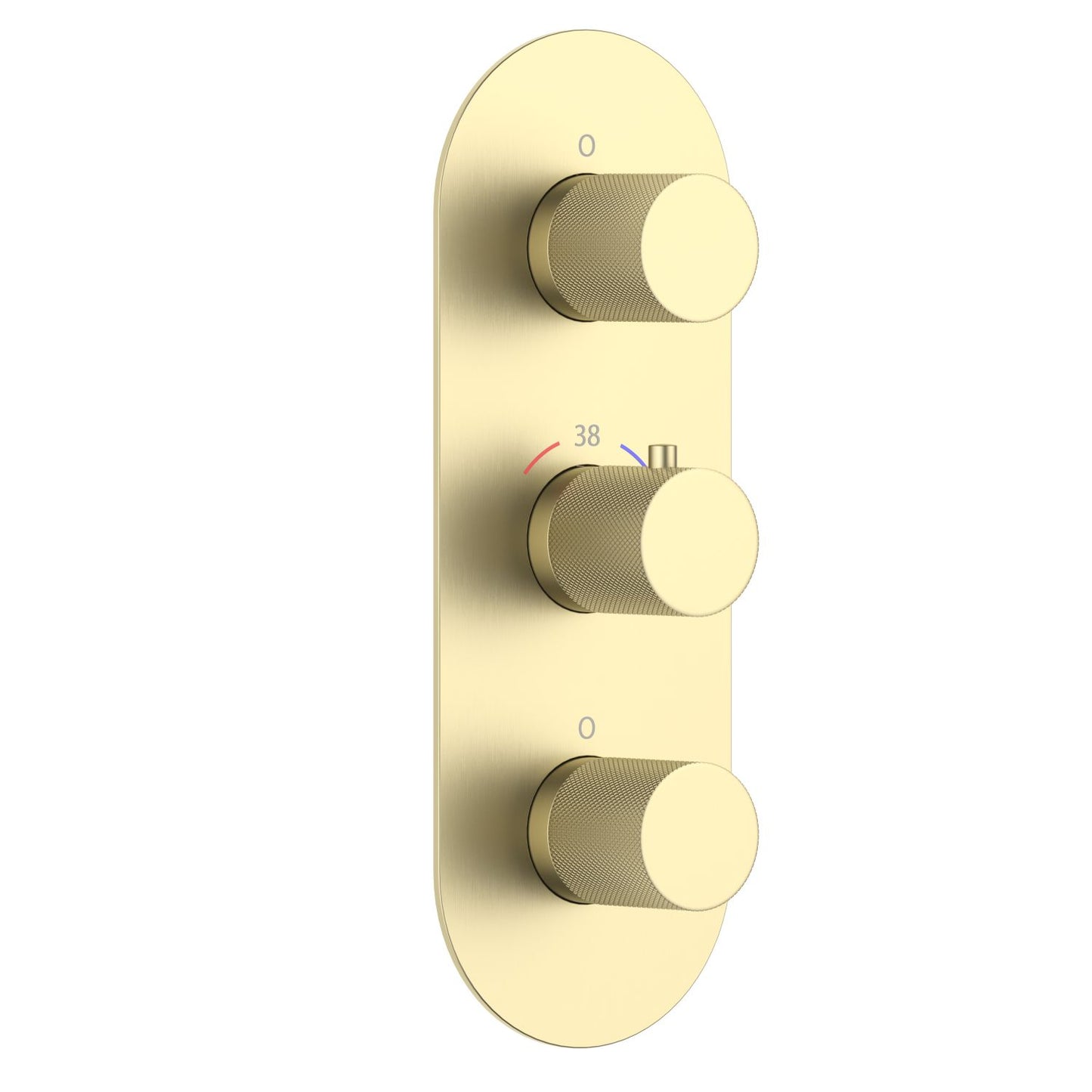 3-Control Thermostatic Shower Valve Trim Kit with Knurled Brass Handles PH1053X01