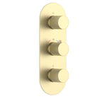 3-Control Thermostatic Shower Valve Trim Kit with Knurled Brass Handles PH1053X01