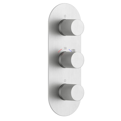 3-Control Thermostatic Shower Valve Trim Kit with Knurled Brass Handles PH1053X01