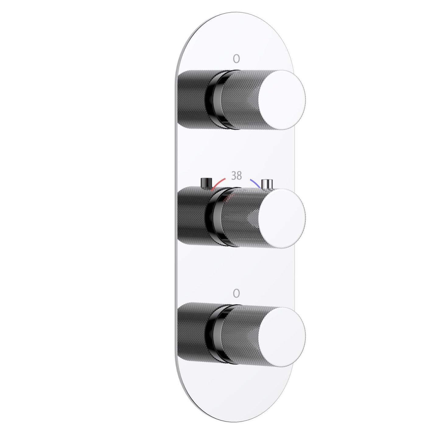 3-Control Thermostatic Shower Valve Trim Kit with Knurled Brass Handles PH1053X01